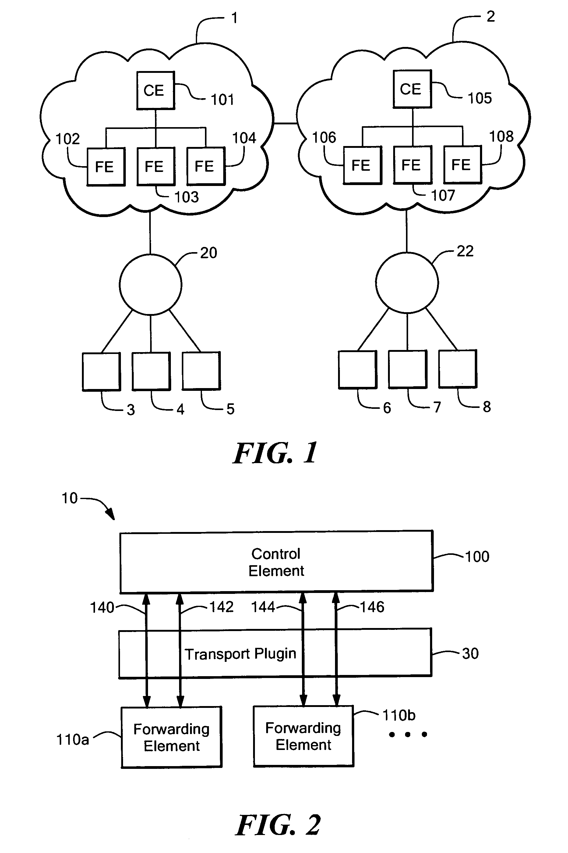 System and method to exchange information between a control element and forwarding elements in a network element architecture