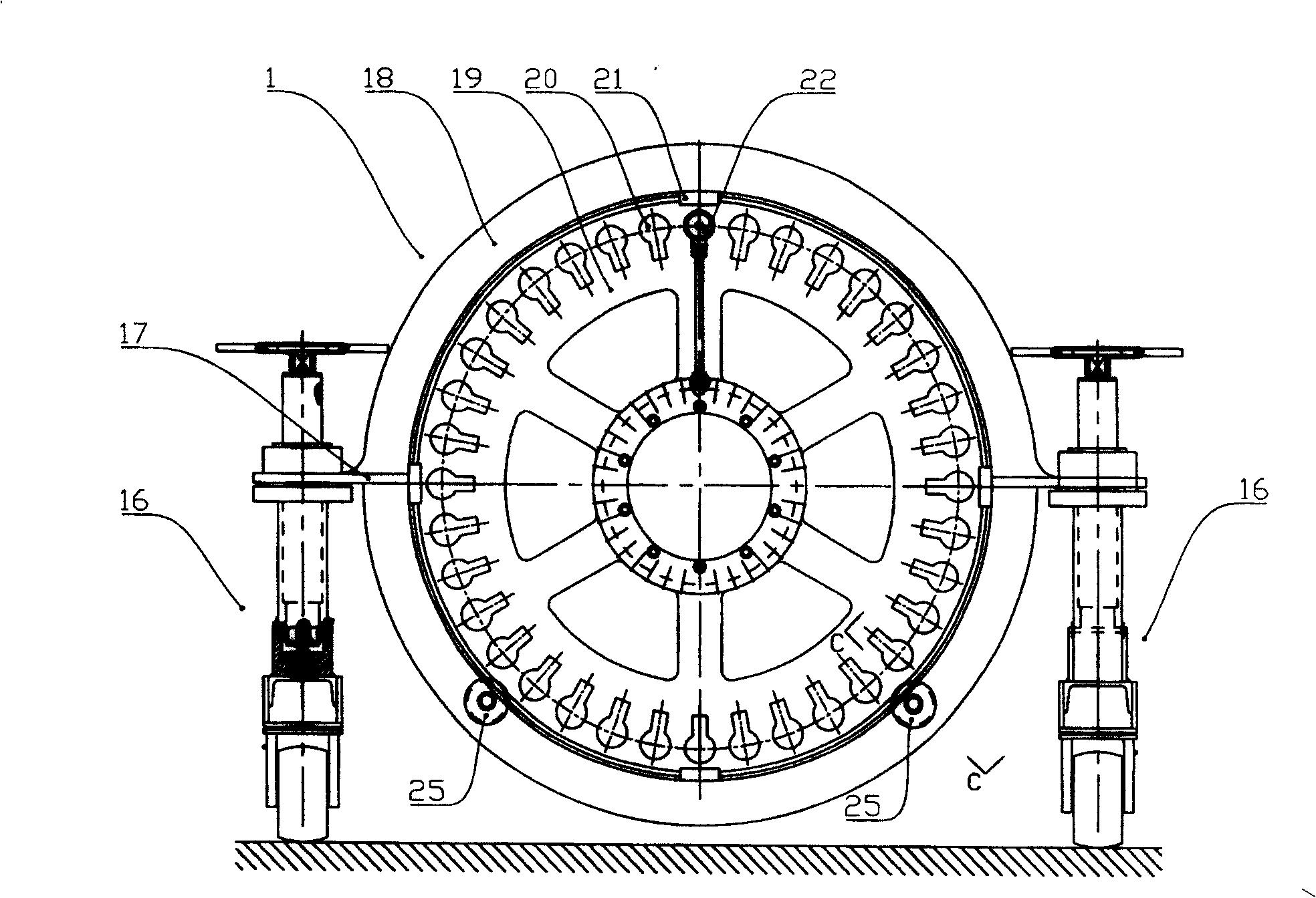 Secondary tubular pile tensioning process by prestress and special tensioner