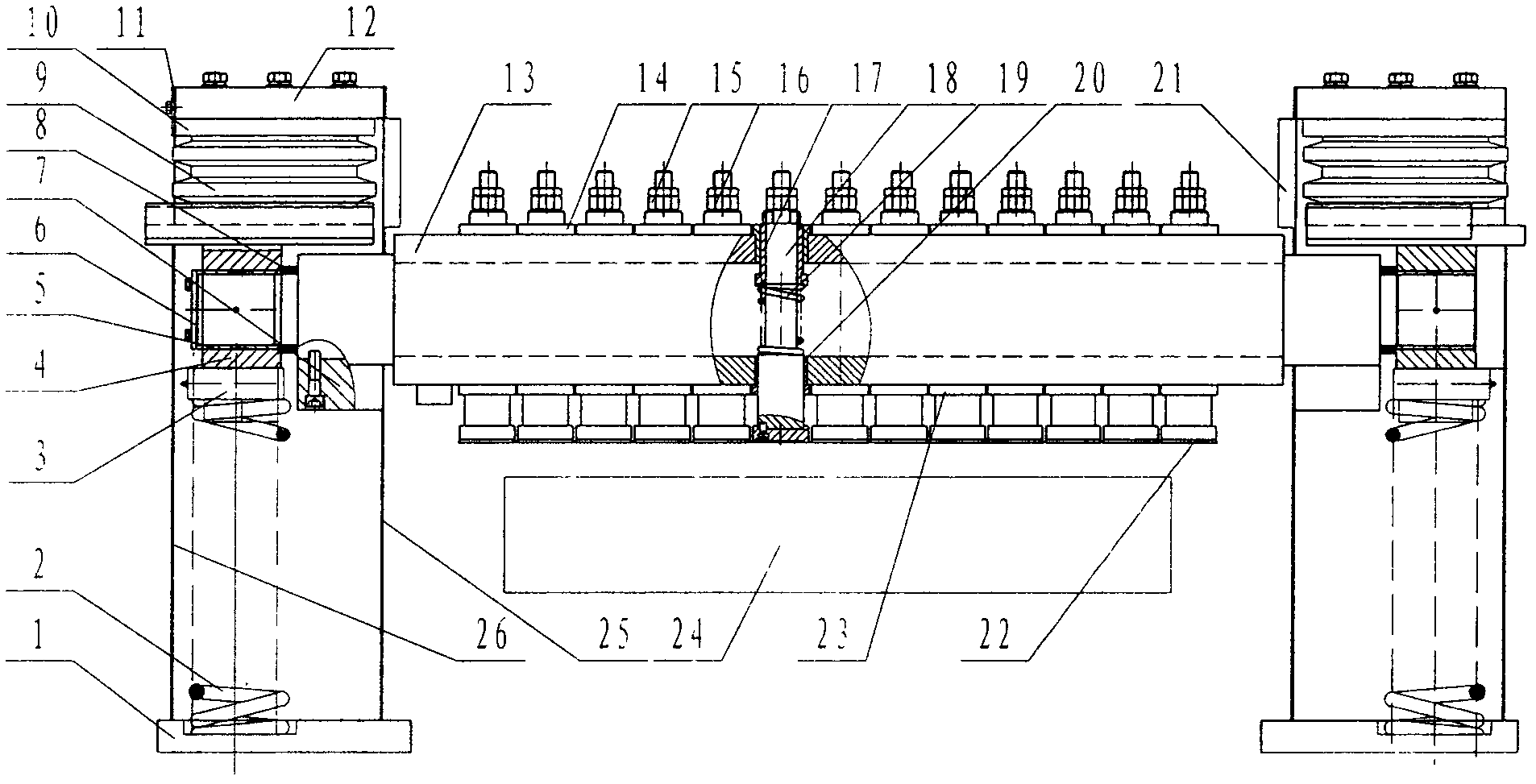 Upper deburring machine for continuous casting slab