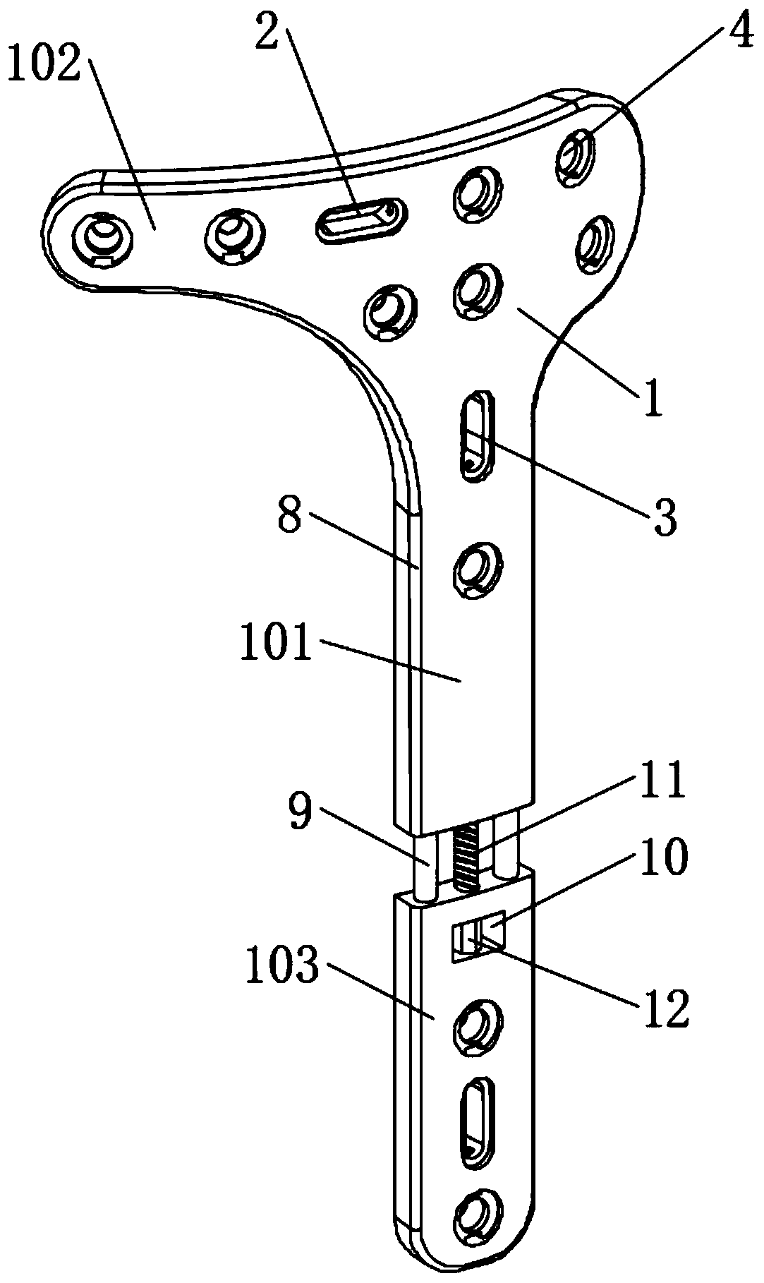 Tibia proximal fixing device for knee replacement surgery