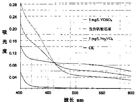 Method for synchronously determining contents of tetravalent vanadium and pentavalent vanadium in culture medium in situ