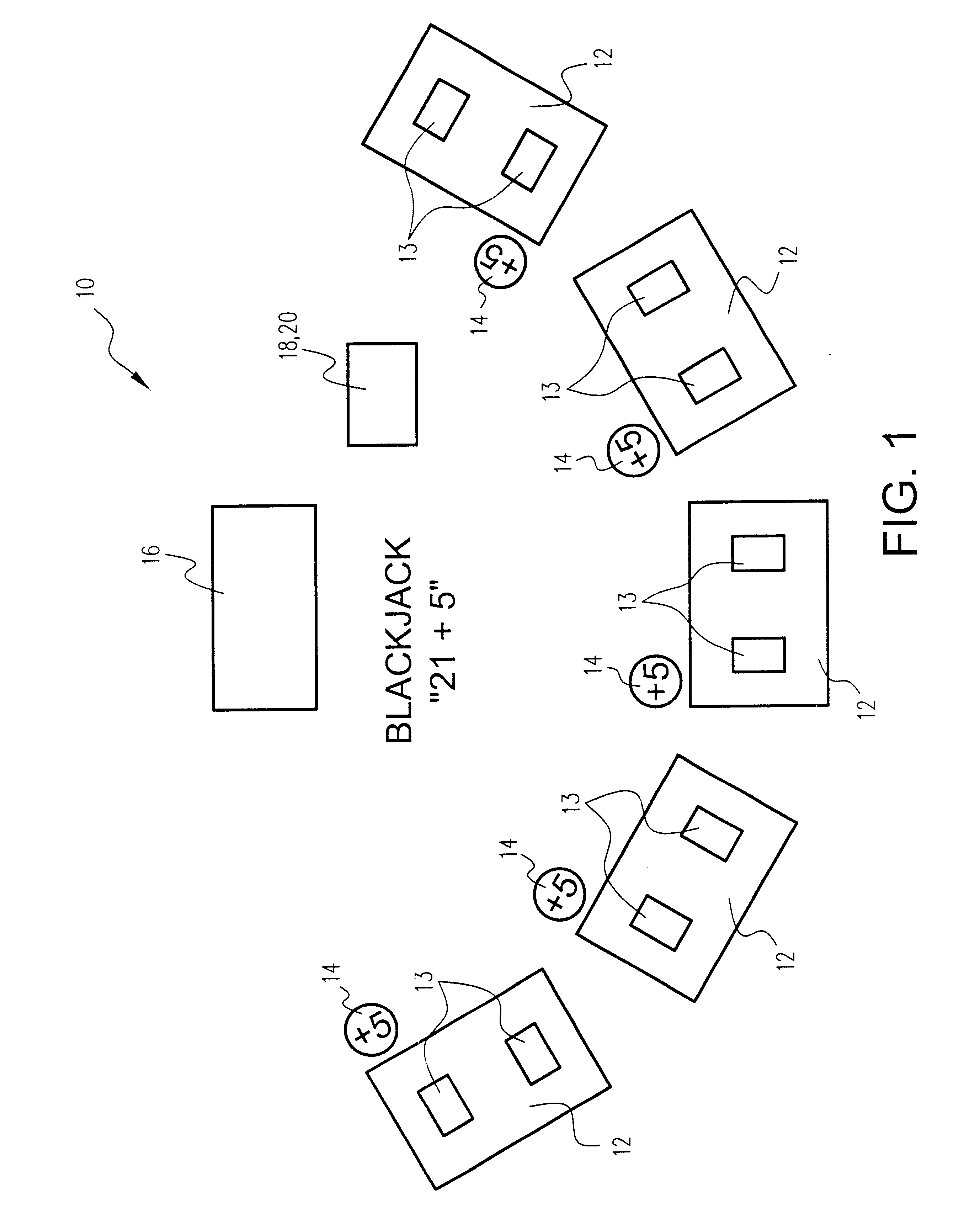 Method and apparatus for playing Blackjack with a five card Poker wager ("21+5")