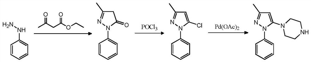 A kind of safe preparation method of 1-(3-methyl-1-phenyl-1h-pyrazol-5-yl)piperazine