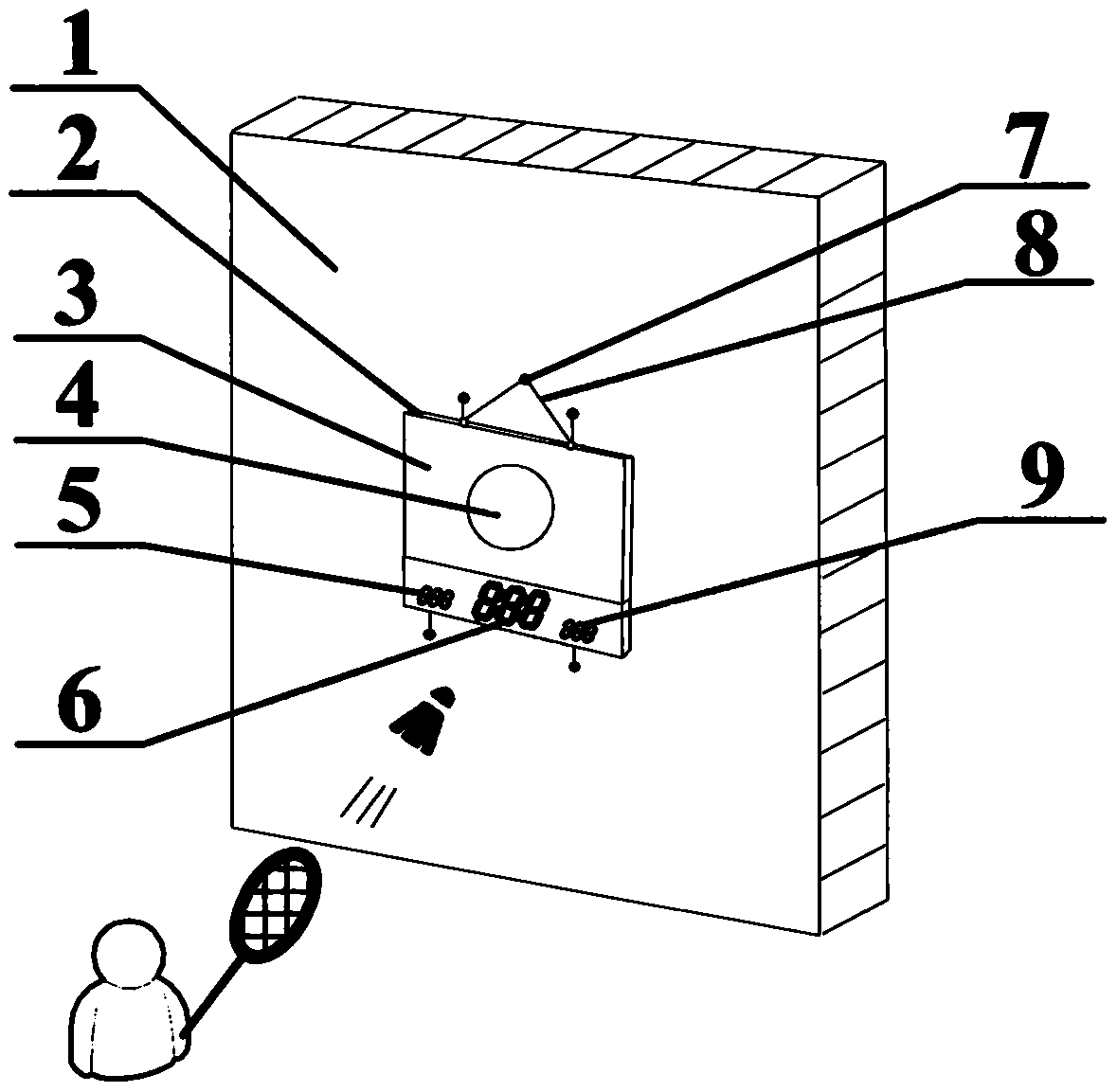 Training device for horizontal ball returning, ball driving and ball baffling technique for badminton