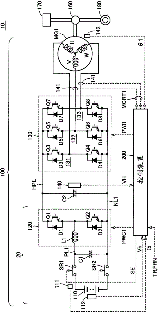 Control device for motor drive system and vehicle equipped with the control device