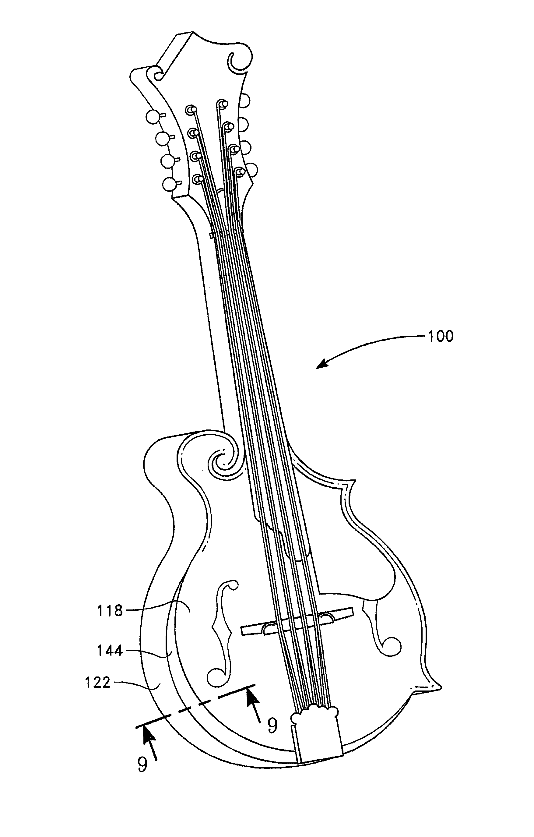 Mandolin with integrated armrest