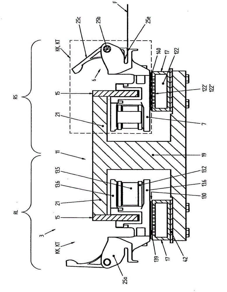 Transport system, in particular transverse stretching systems