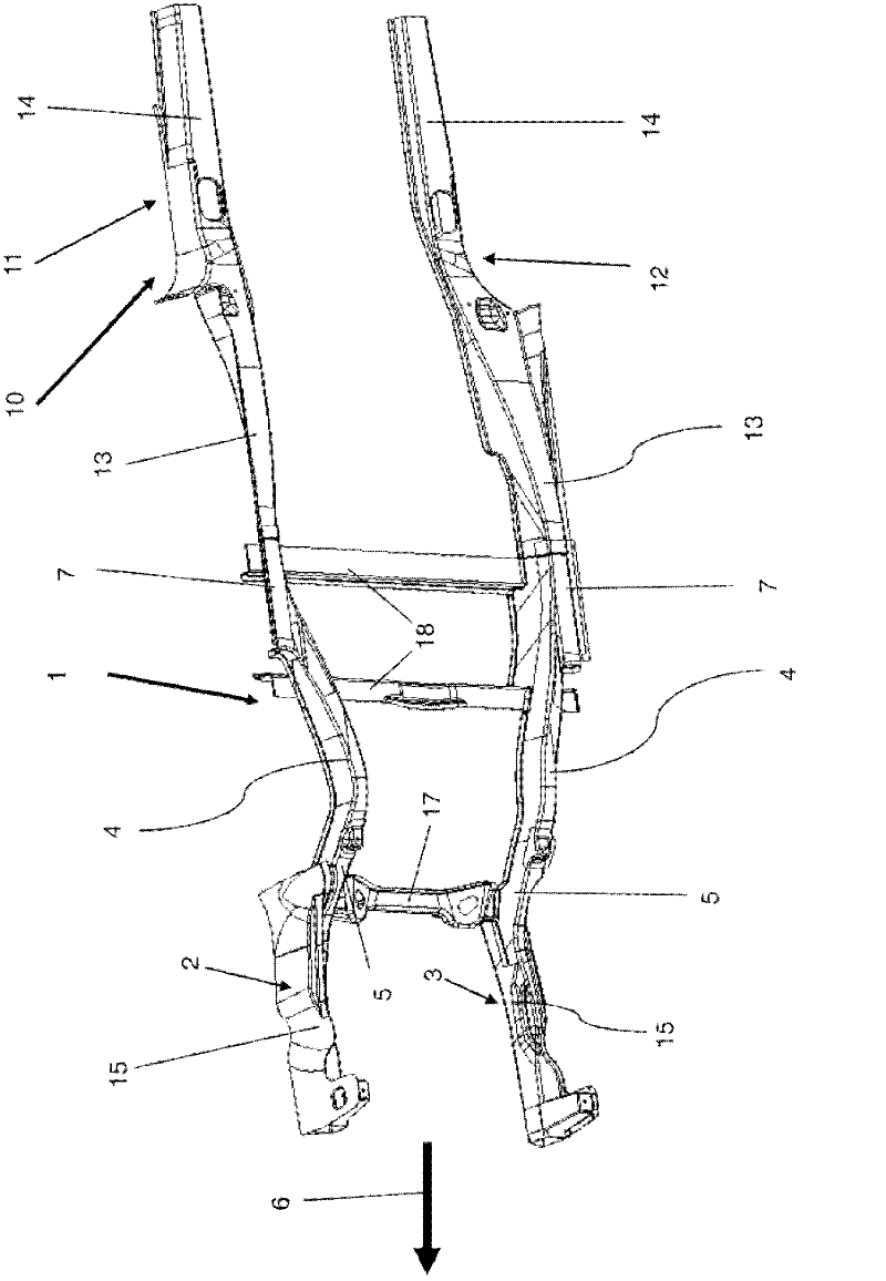 Frame structure for a motor vehicle, rear frame structure, and vehicle body