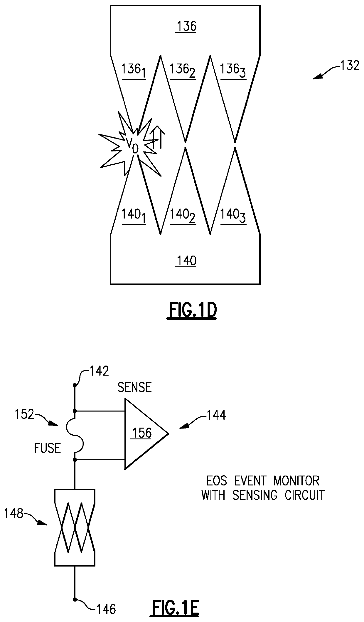 Spark gap structures for detection and protection against electrical overstress events