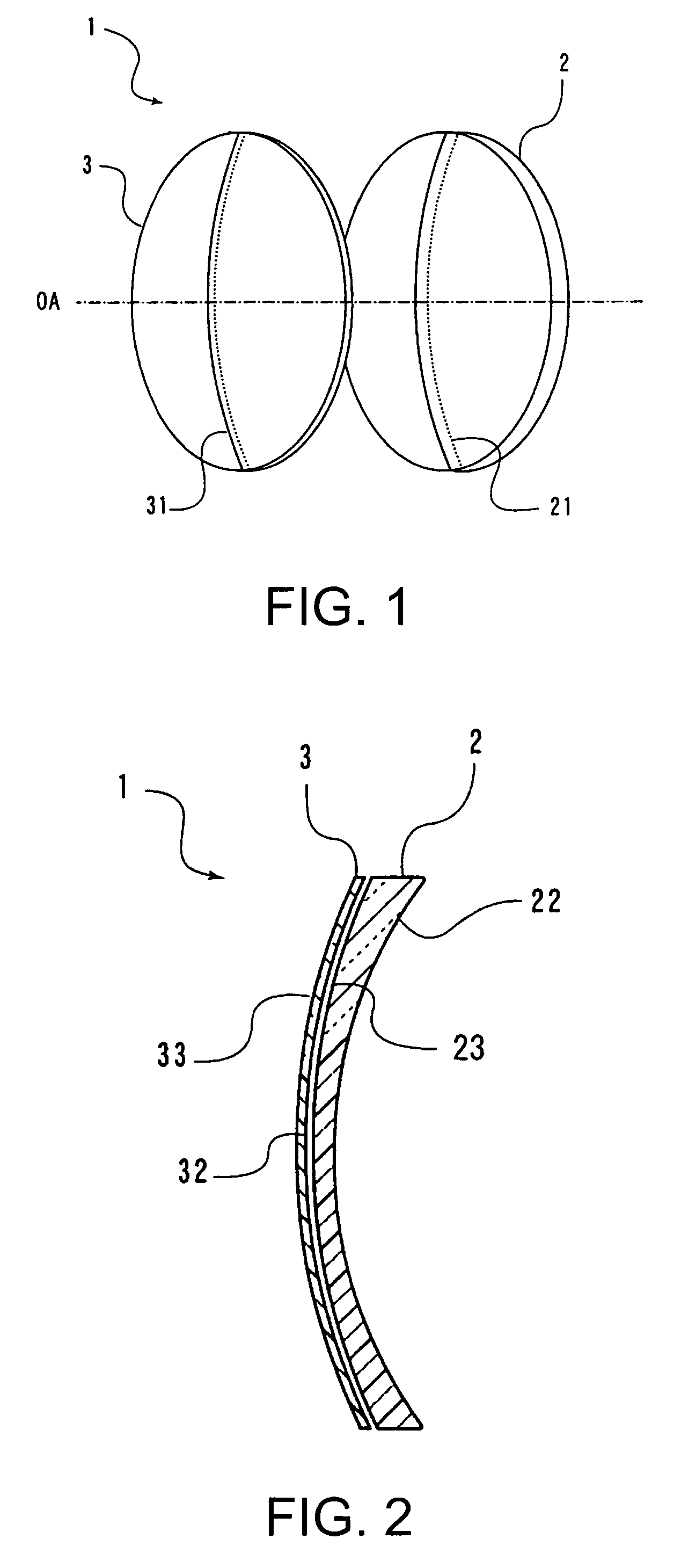 Combined spectacle lens, auxiliary lens, and method of edging lenses