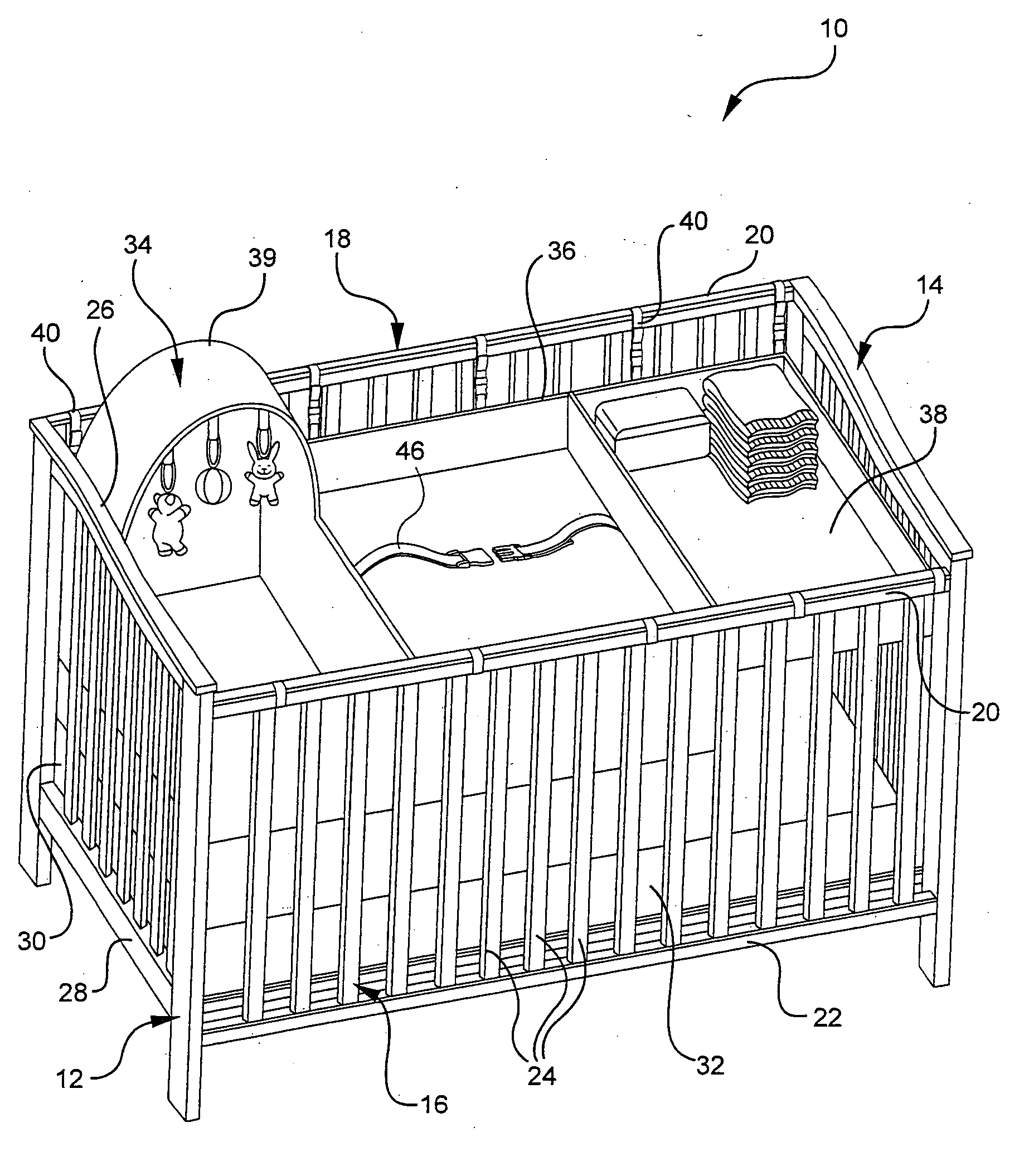 Crib and bassinet assembly