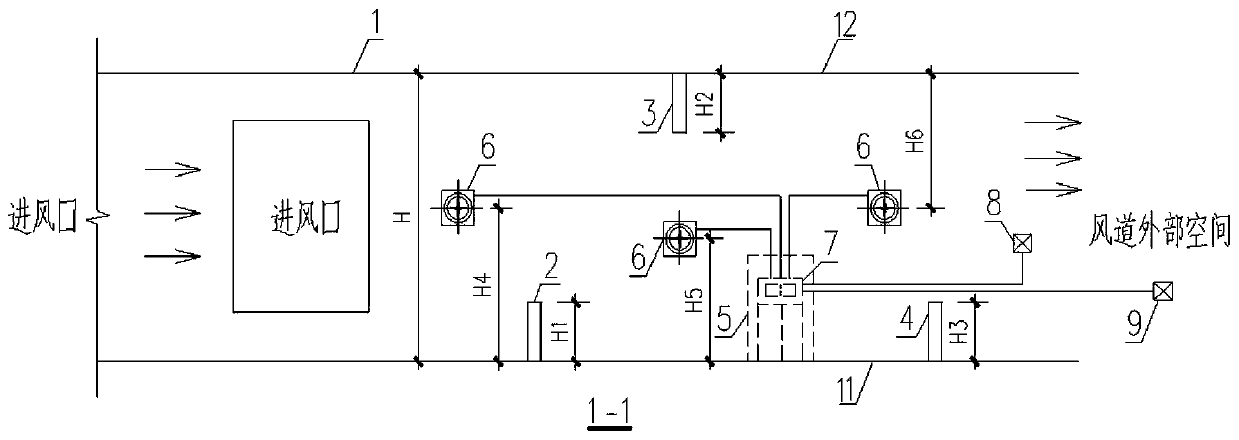 Exhaust air temperature difference control system and control method utilizing air duct beams and walls and draught fan group