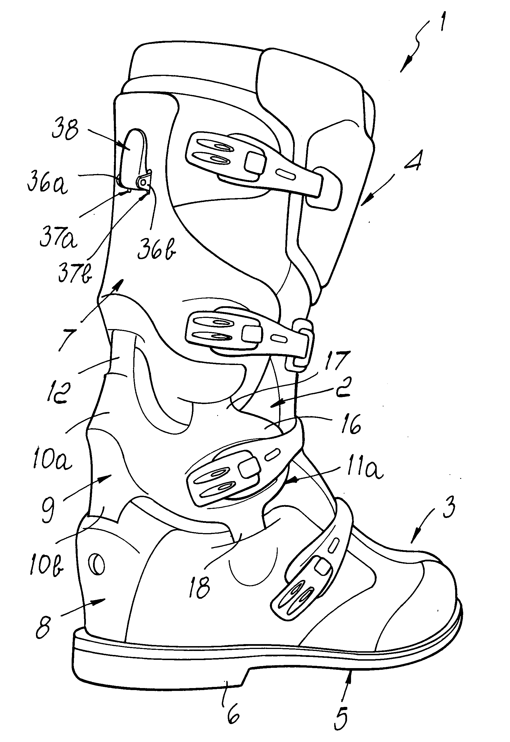 Flex control device particularly for a motocross boot