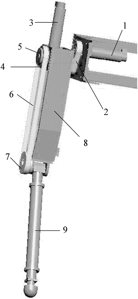 Leg-foot mechanism with low rotational inertia configuration for four-footed robot