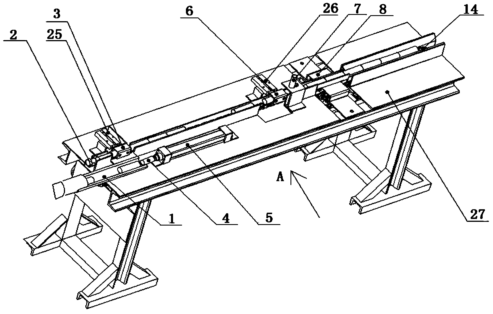 Length detection and automatic feeding and discharging device for short metal bar stocks