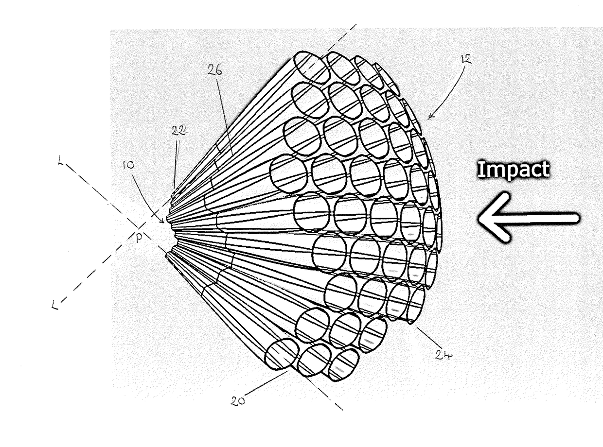 An impact energy absorbing device for a vehicle