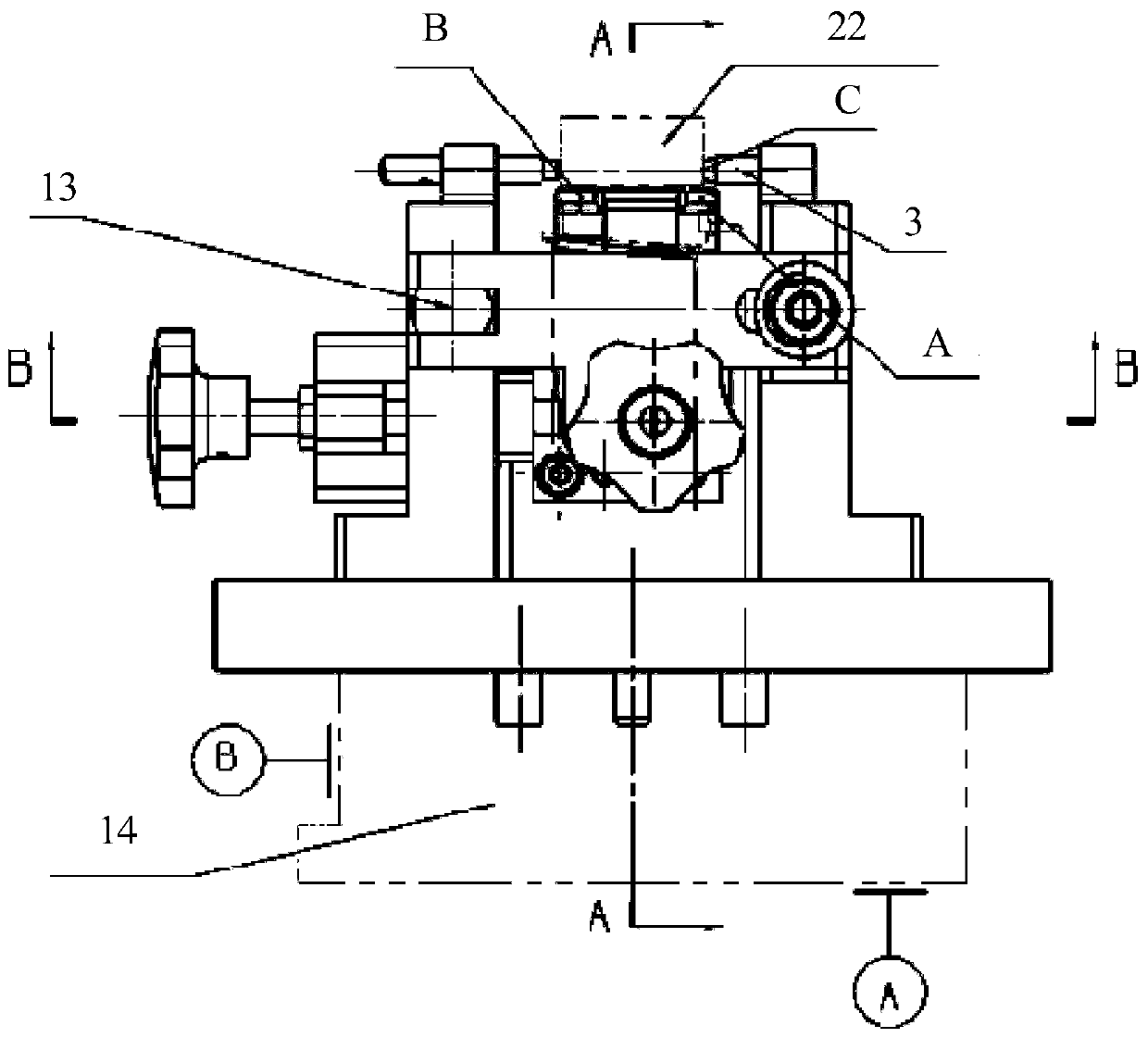 Positioning device and method for blade machining