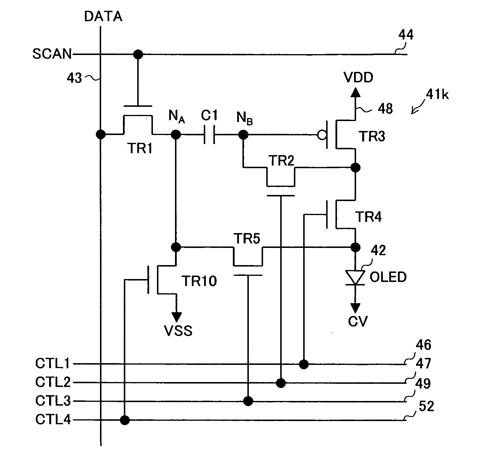 Active-matrix-driven display device