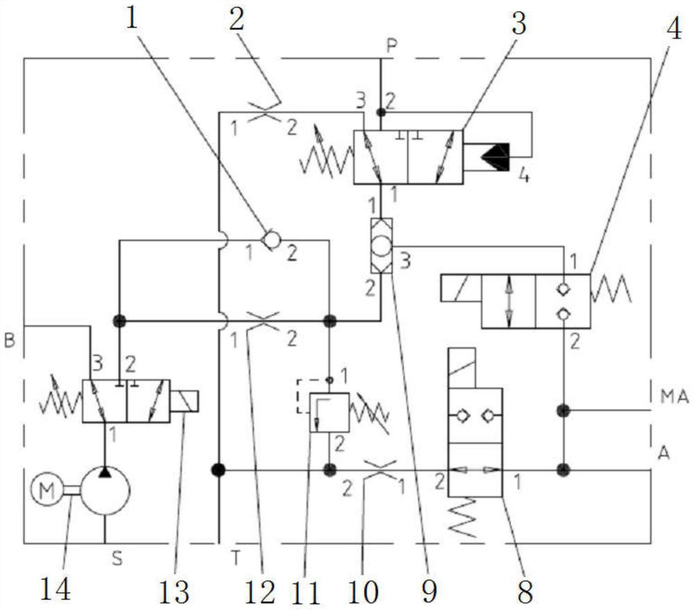 Hydraulic parking and emergency trailer control device and wheeled engineering vehicle