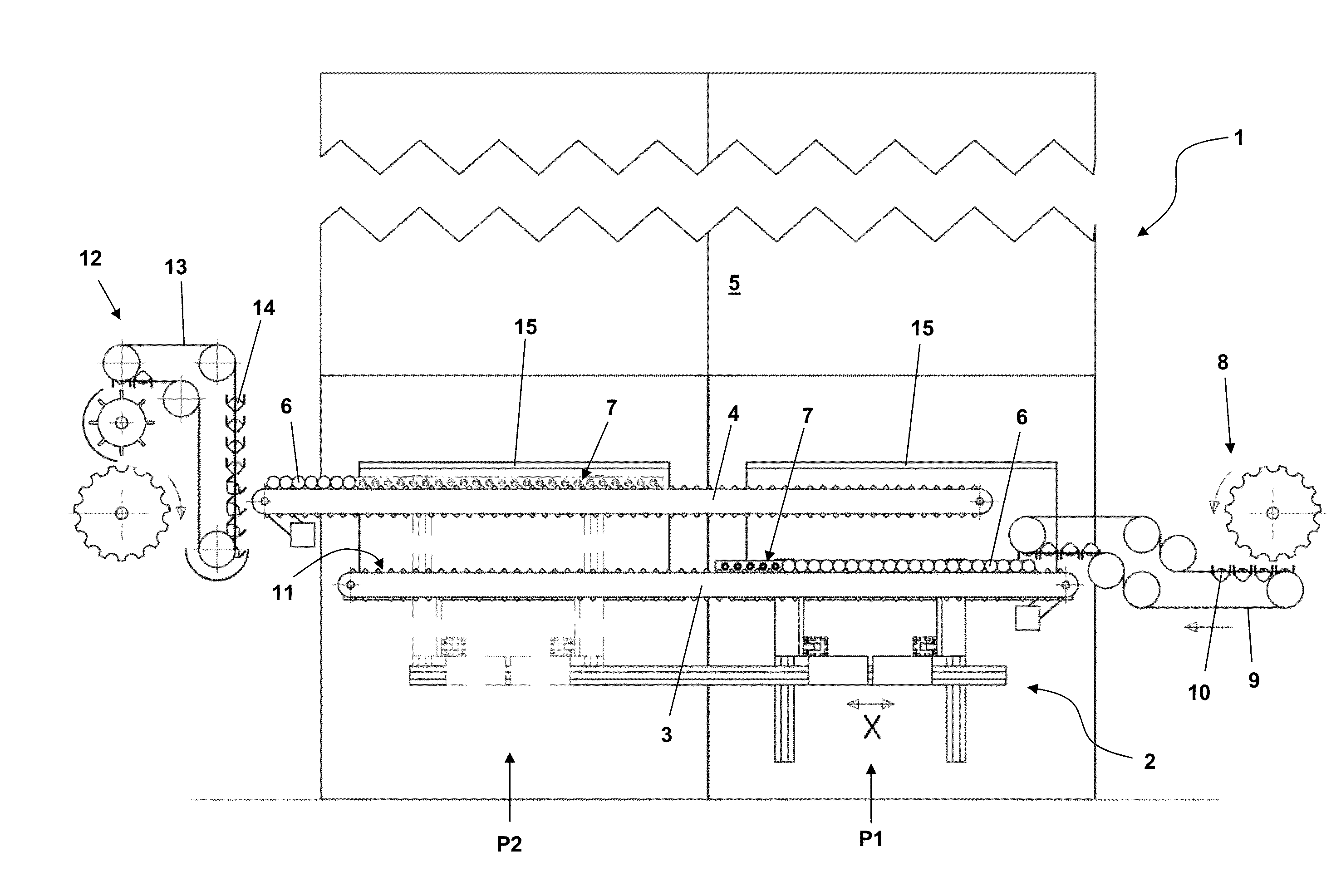 Device for taking over, temporarily storing and passing on elongated, hollow cylindrical product units and a method for the operation of such a device