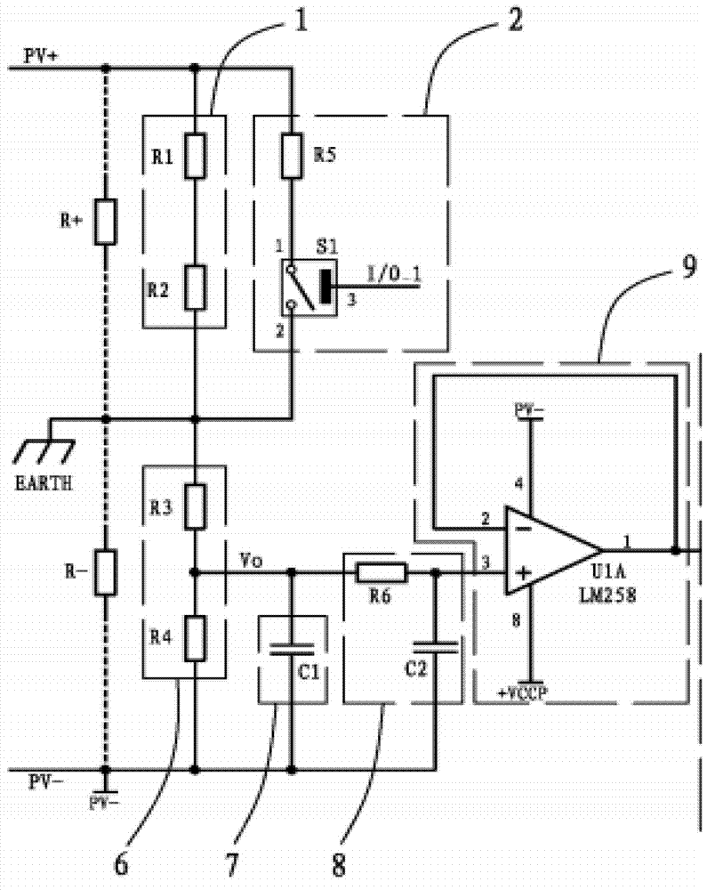 Circuit and method for detecting direct-current power ground insulation resistor