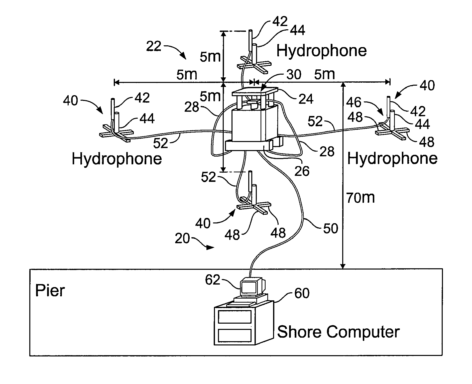 Passive acoustic underwater intruder detection system