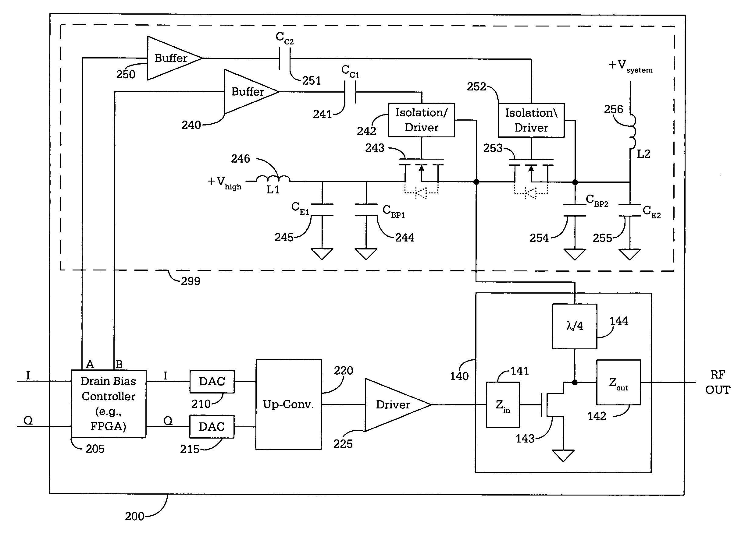 Apparatus and method for high efficiency RF power amplification using drain bias adaptation