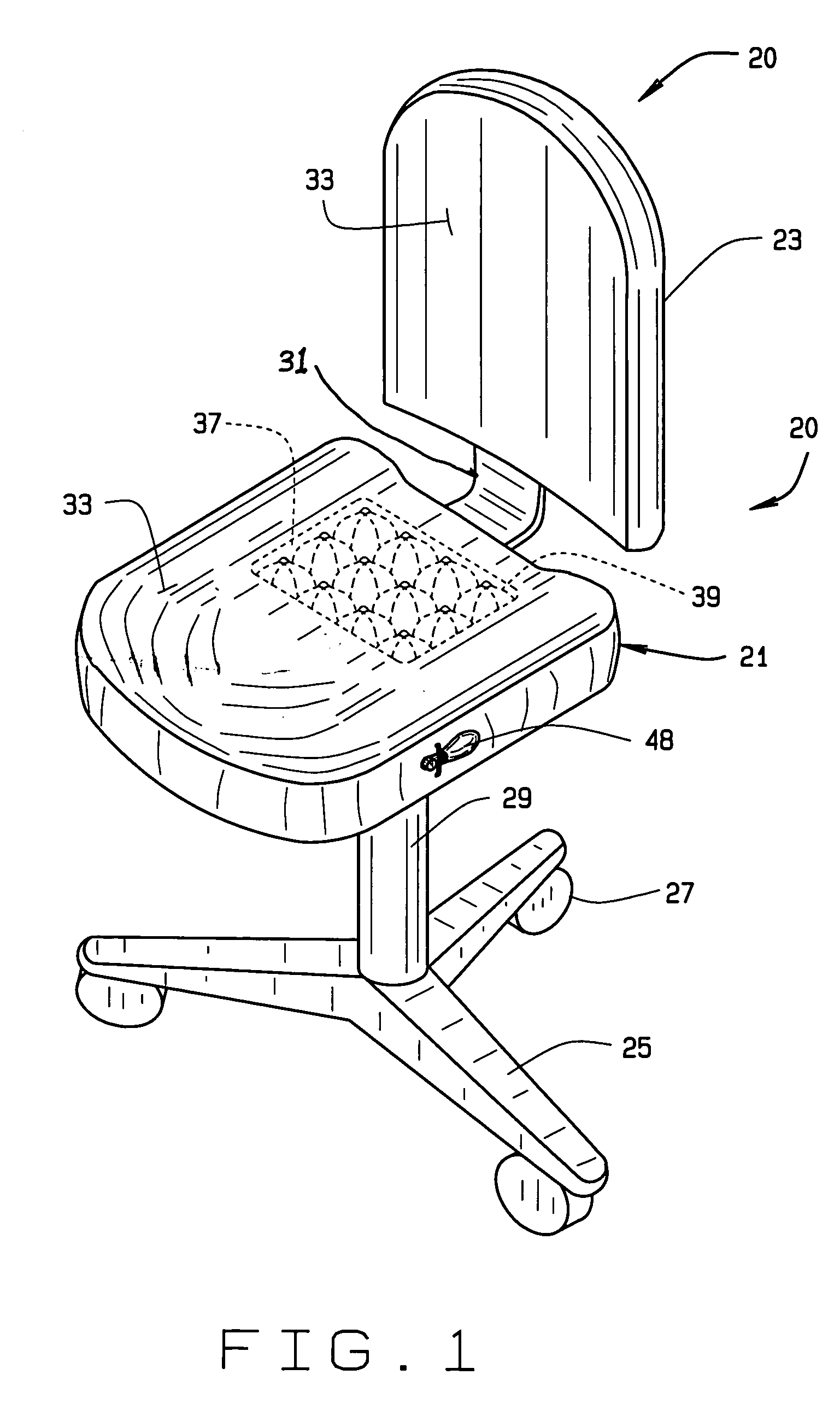 Office chair with inflatable cellular insert