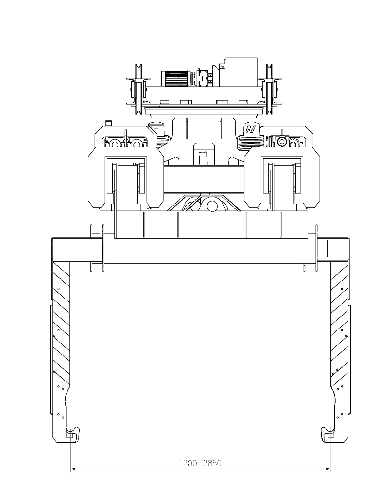 Electrical rotary opening-closing hanger for amplitude-change vehicle mould