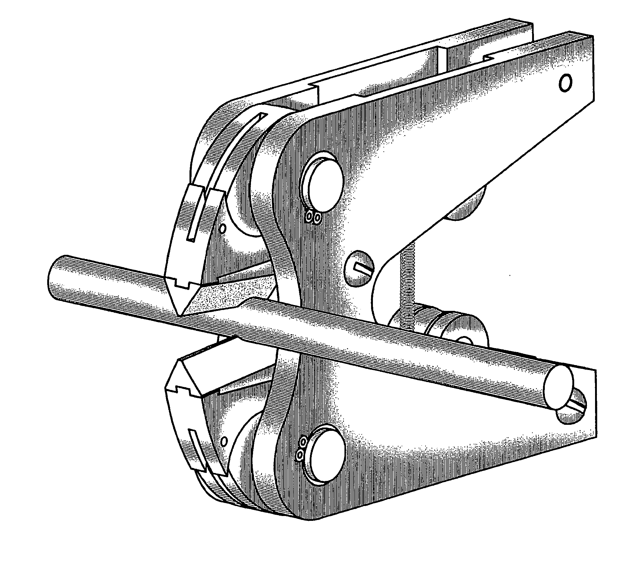 Two-stage attachment for cutting, crimping etc, and mechanical method thereof