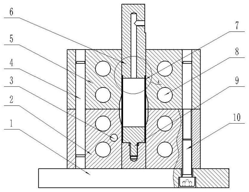 Inflatable thermal forming method and forming die for vertical pipe