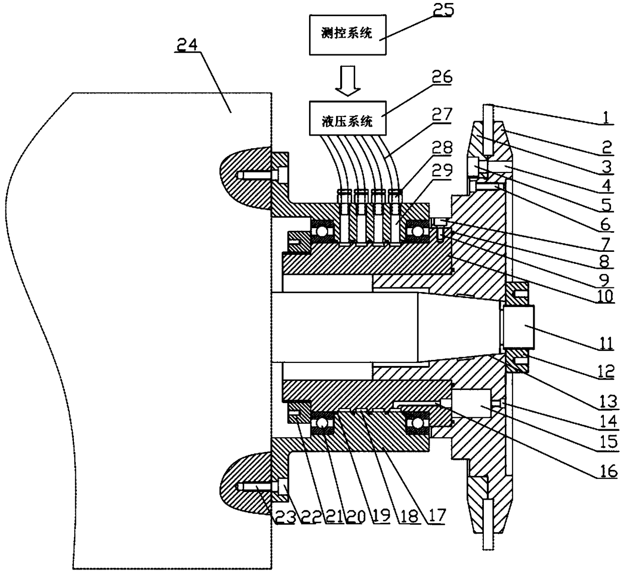 Liquid-spraying online dynamic balancing terminal suitable for large outer diameter external thread grinder spindle