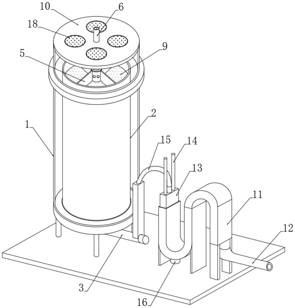 Industrial waste gas treatment device for separating internally-hung biological carriers