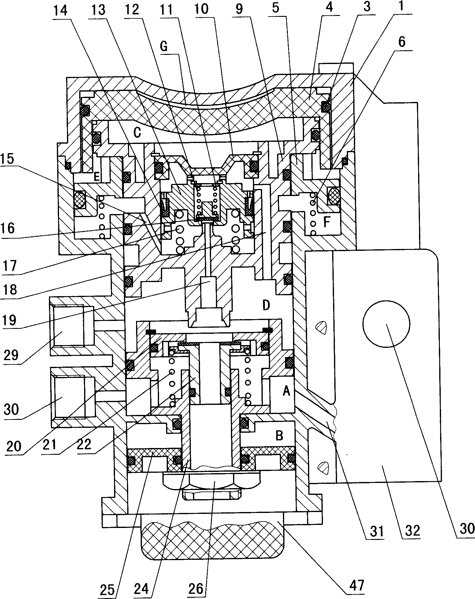 Double pipe electrically-controlled trailer brake valve