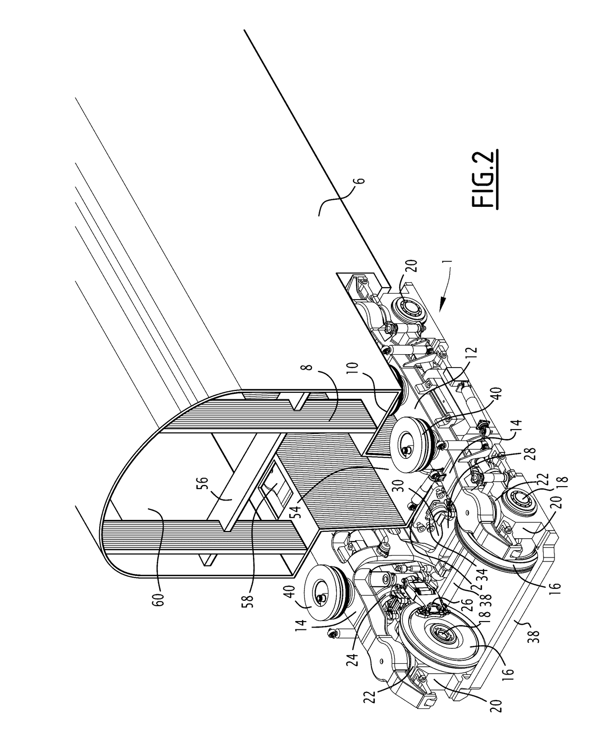 Bogie for full double deck emu