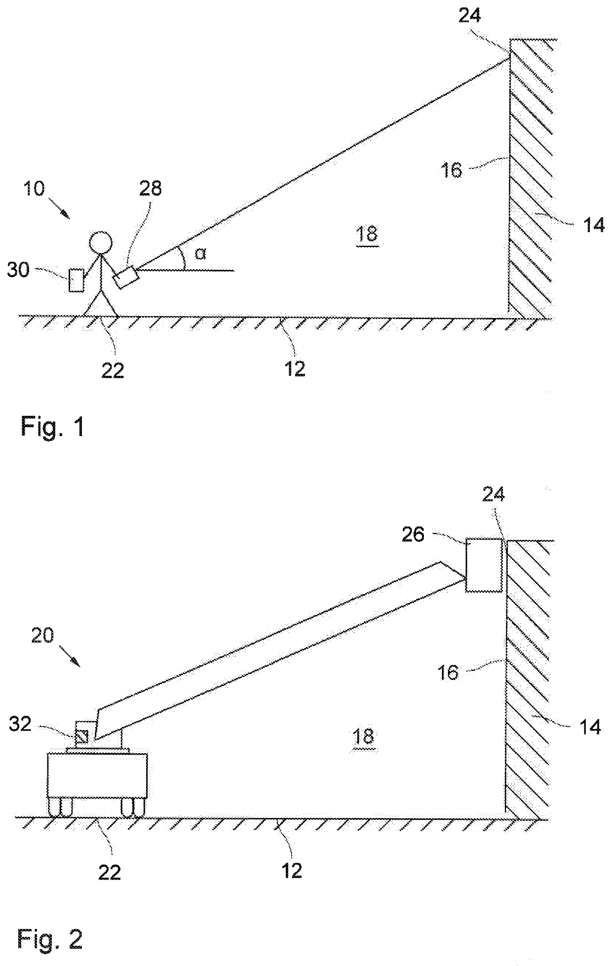 Positioning system and method for determining an operating position of an aerial device