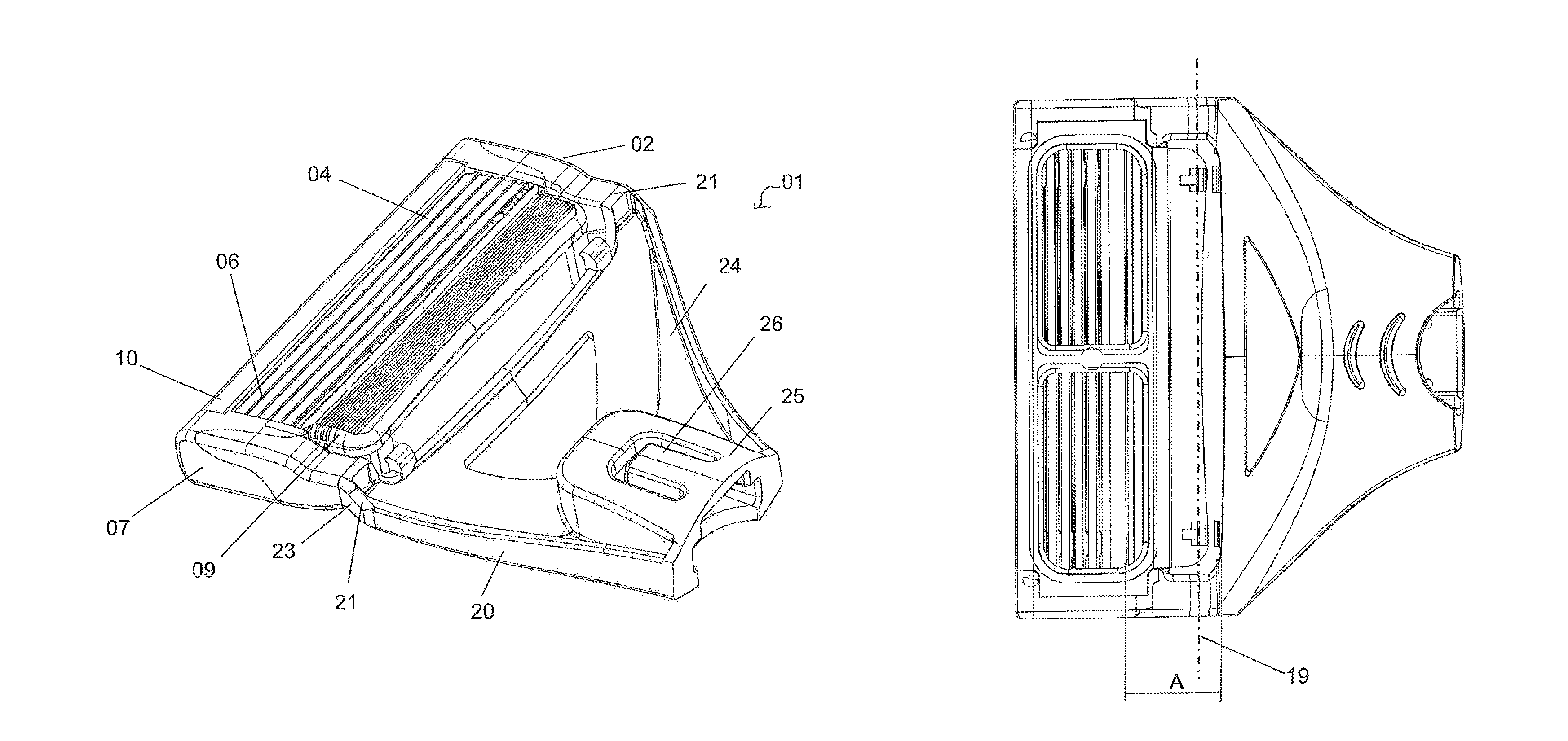 Razor blade unit with film hinge