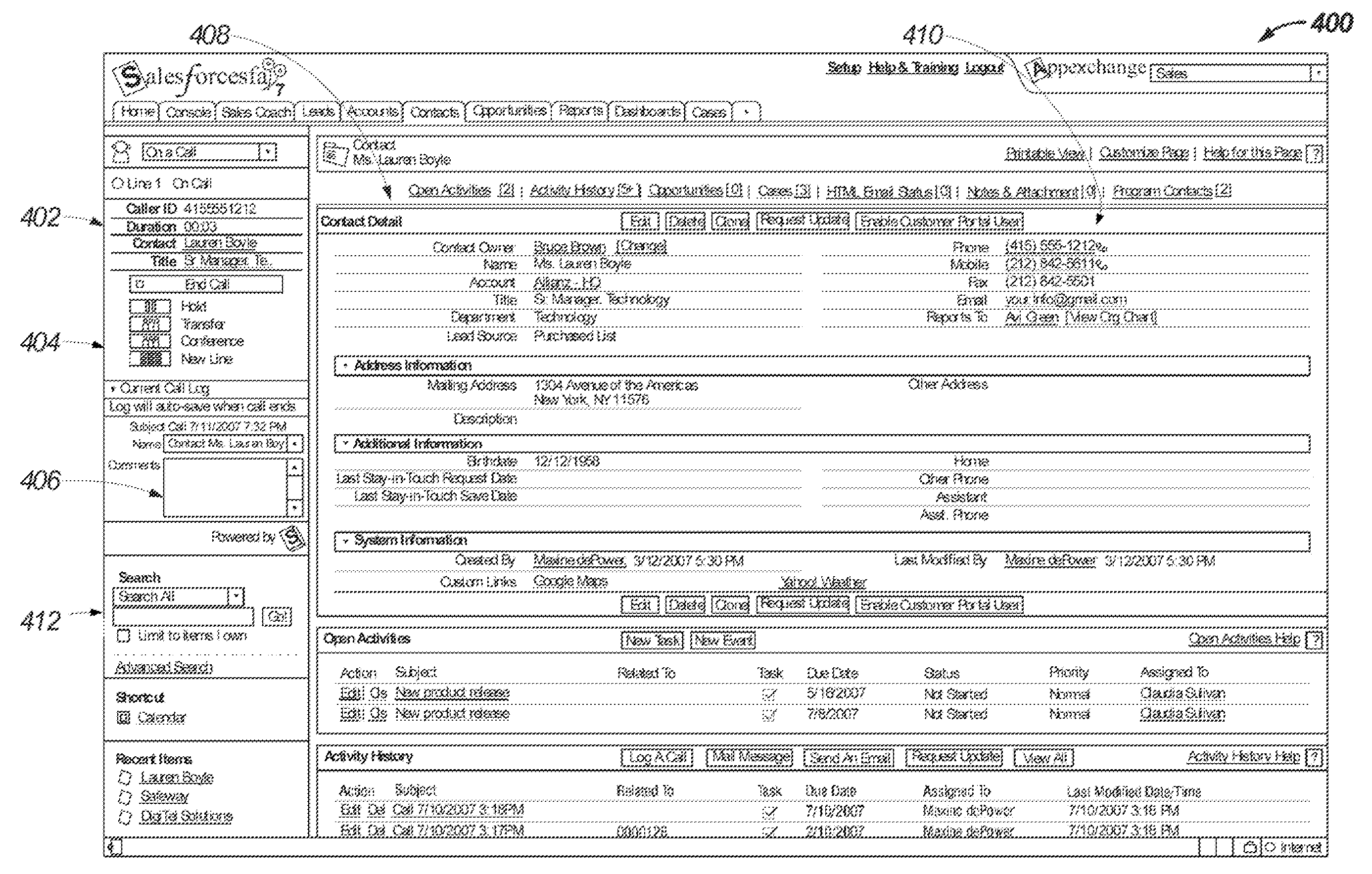 Method and system for integrating a pbx-equipped client and an on-demand database service