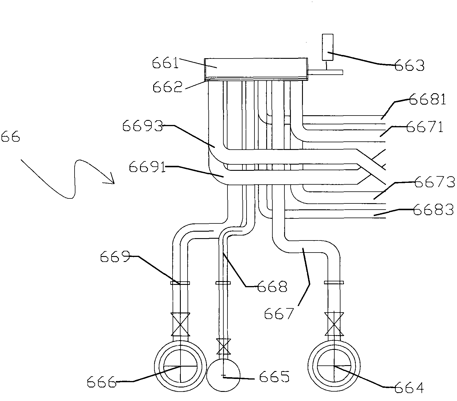 Waste gas export device for coal gangue pyrolysis and gasification