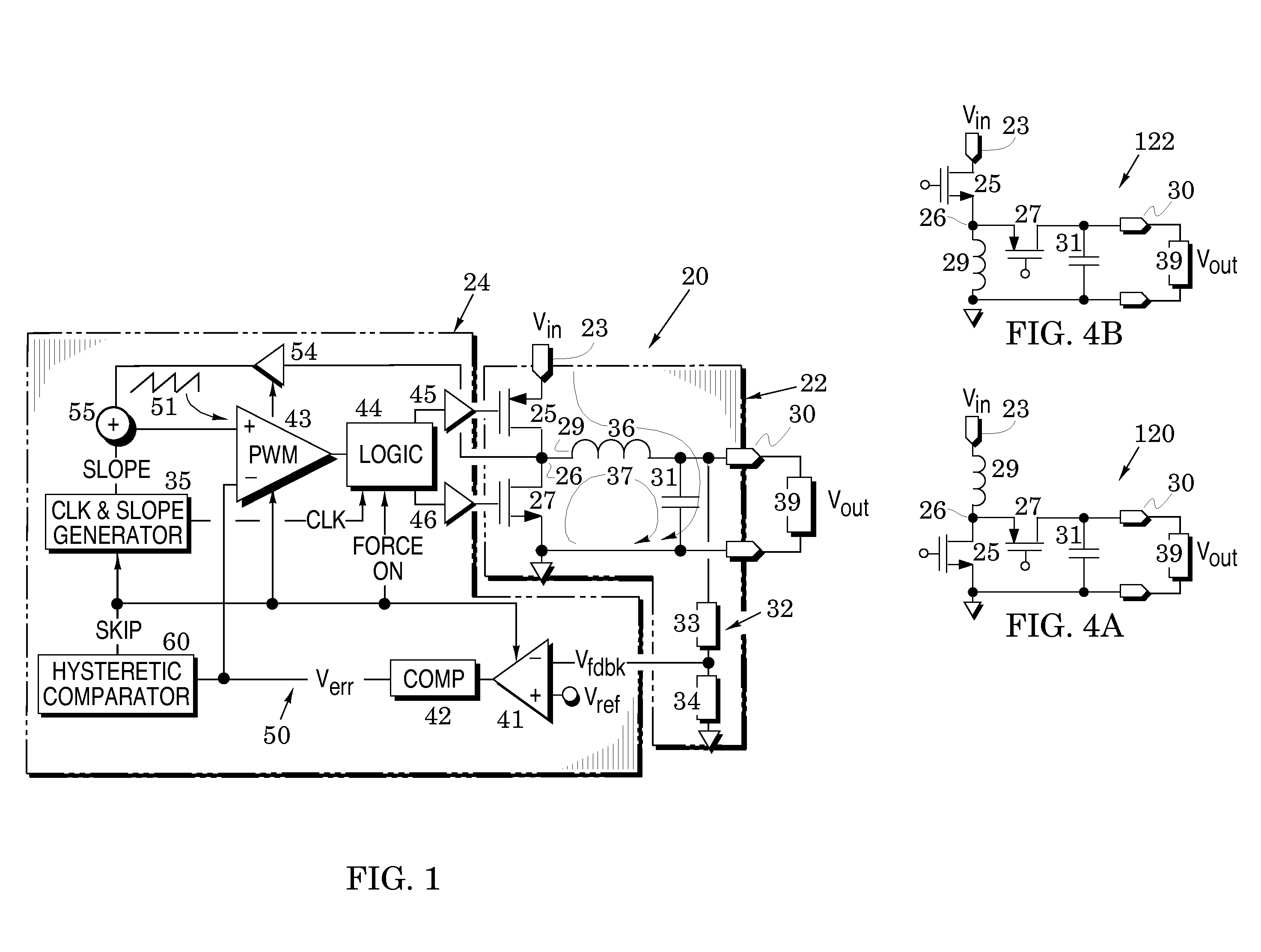 Switching voltage regulators with hysteretic control for enhanced mode-transition speed and stability