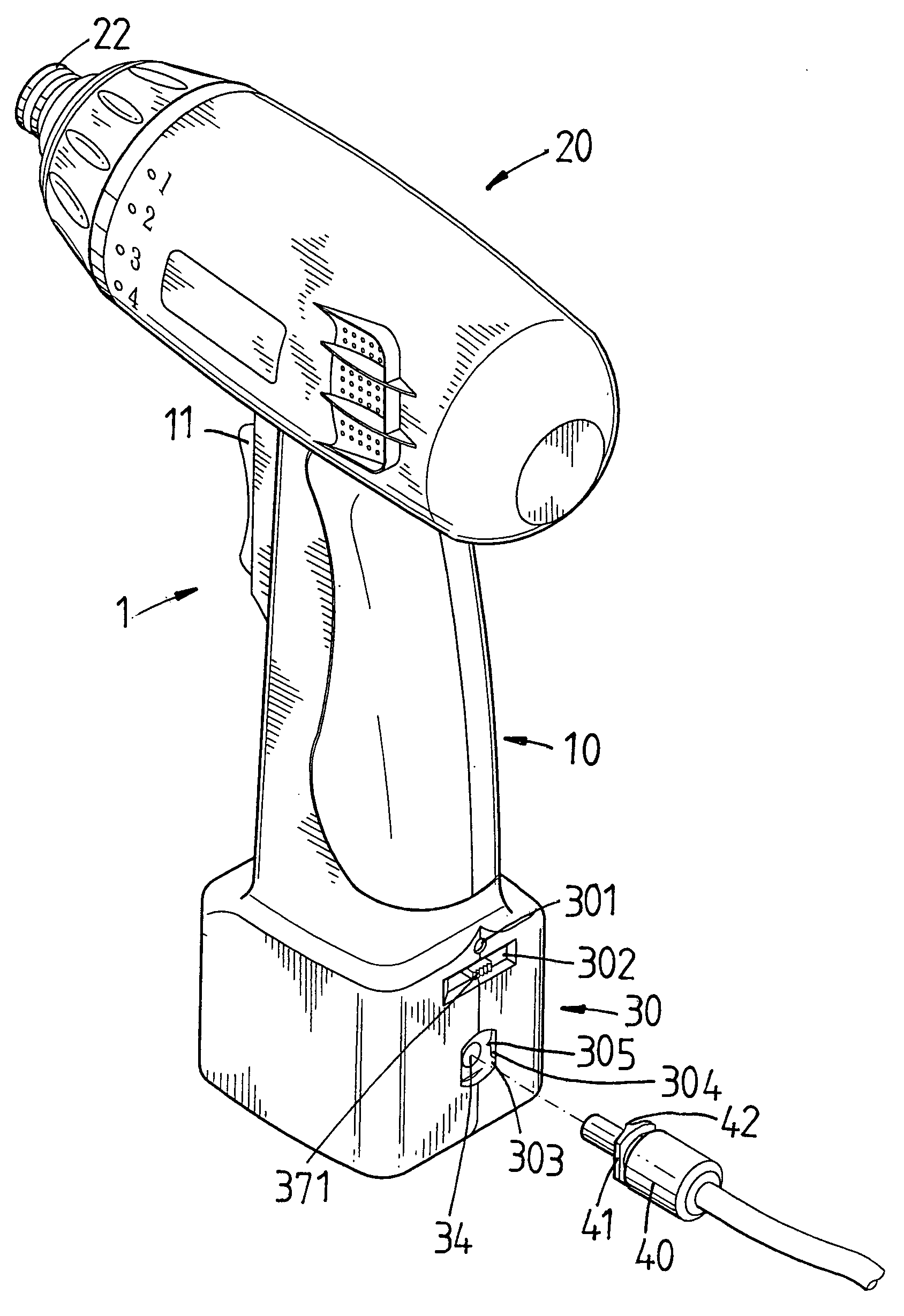 Power supply structure of electromotive tool