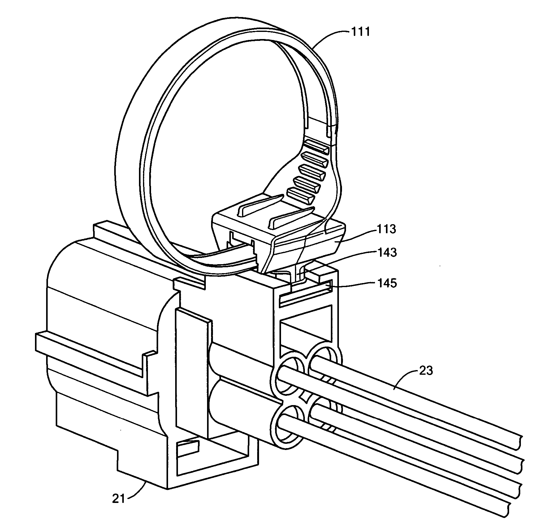 Cable tie with oxygen sensor connector fastener