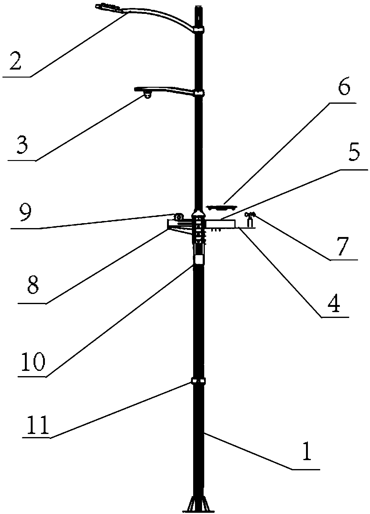 Multifunctional street lamp capable of starting and monitoring flight state of unmanned aerial vehicle and control method