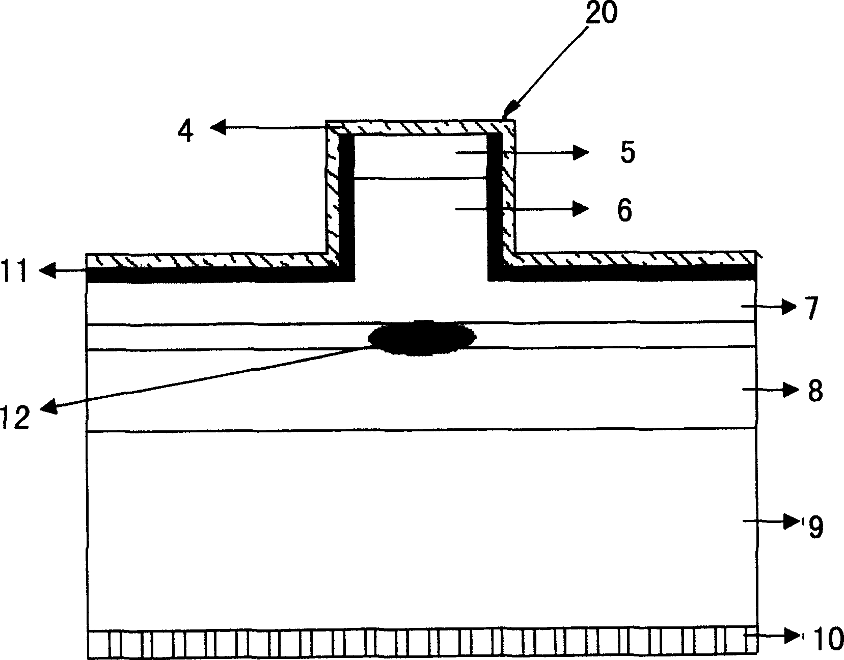 Ridged wave-guiding high-power semiconductor laser structure with conical gain zone