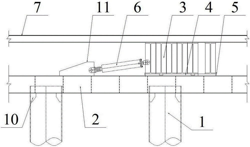 Pile sinking construction method based on jacking-pushing walking platform