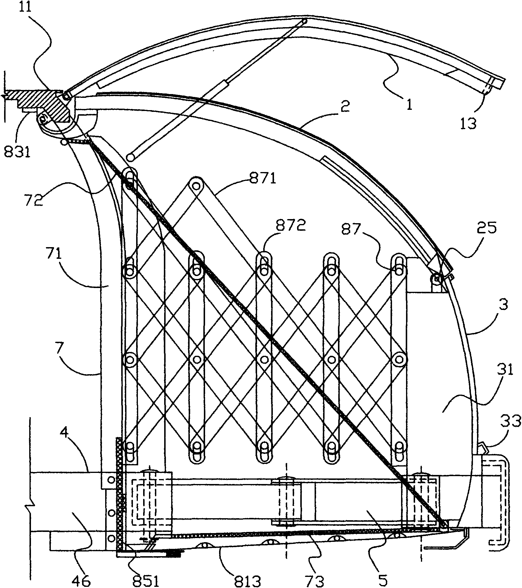 Telescopic rear trunk of passenger vehicle