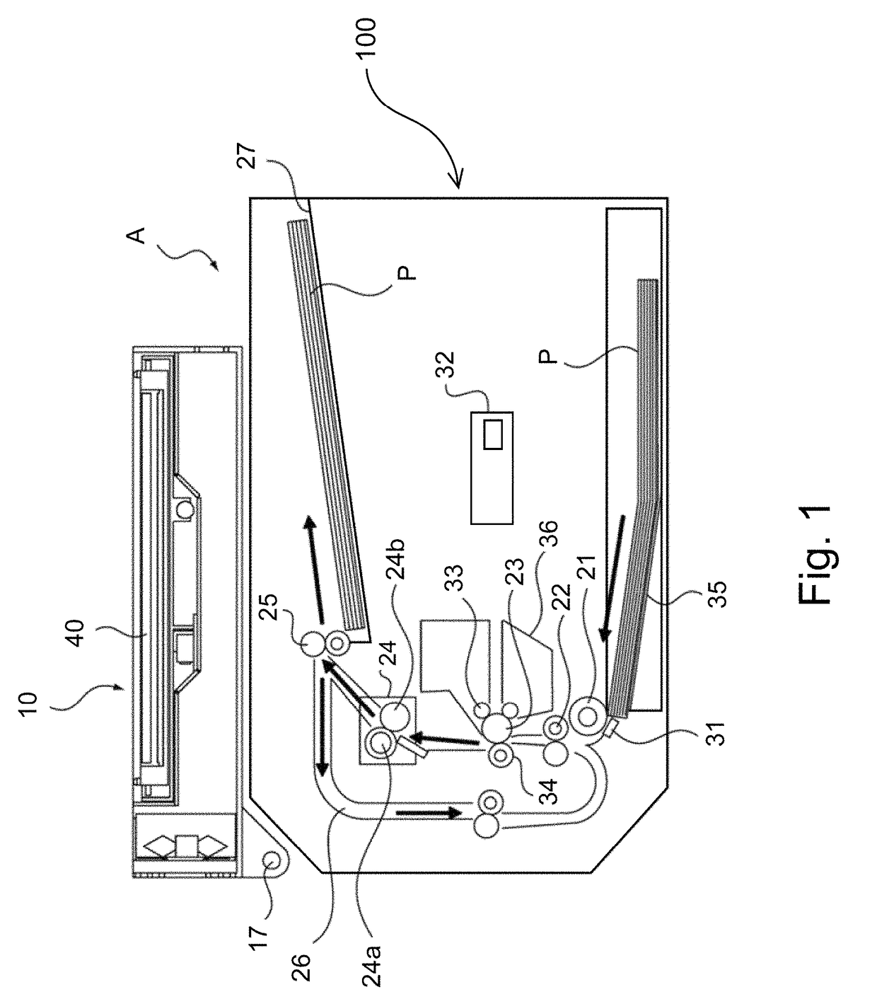 Image forming apparatus with printer unit and air-cooled reader unit