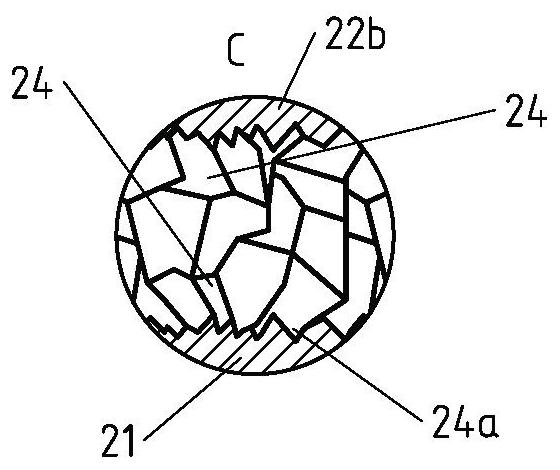 Device with an internal conductor and method for manufacturing such a device