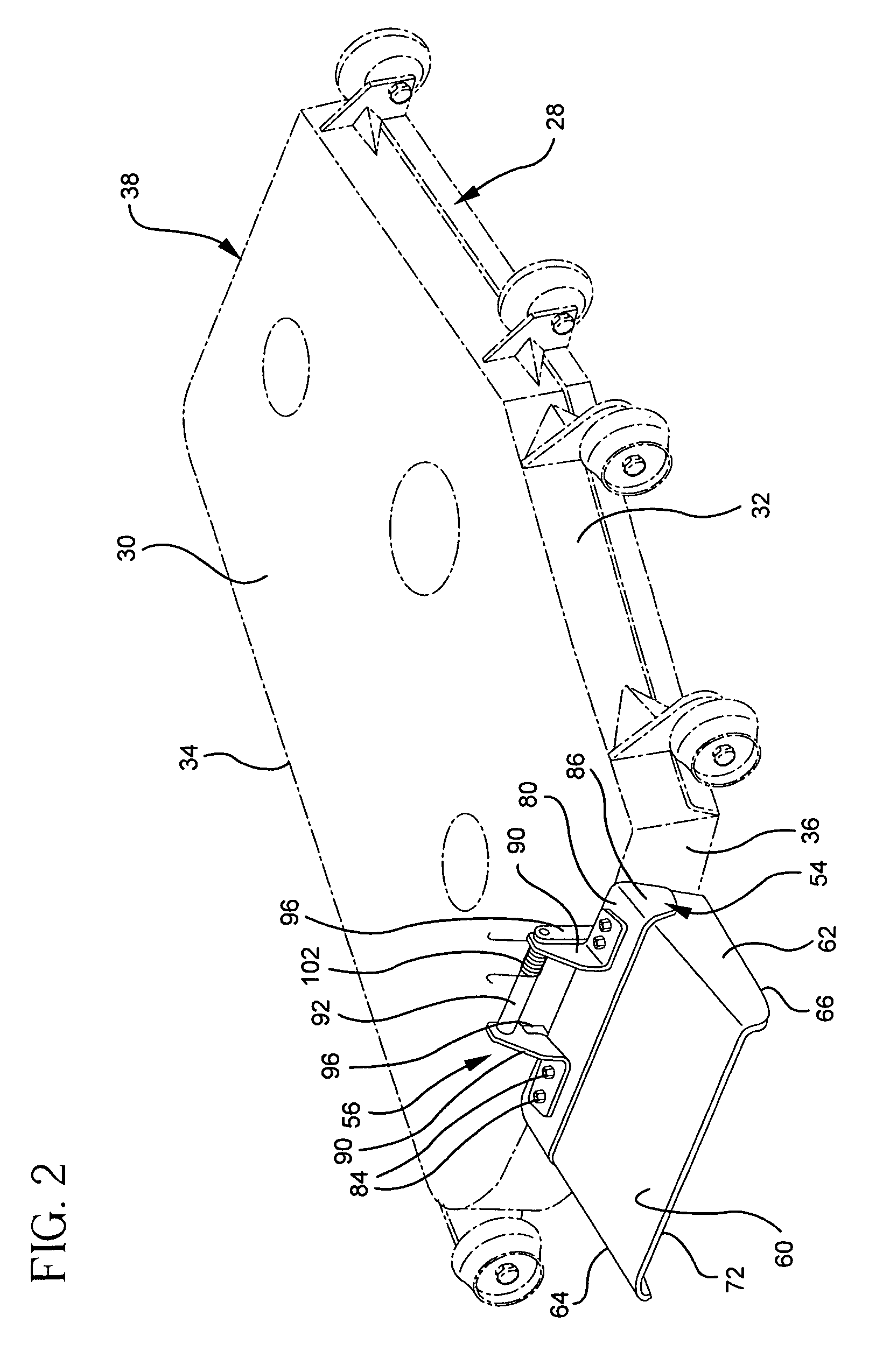 Resilient discharge deflecting chute