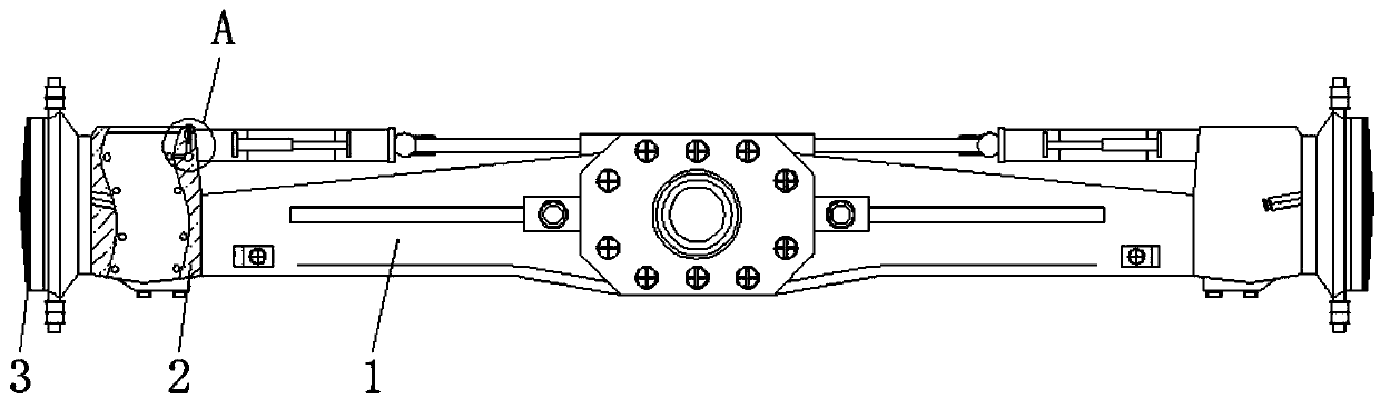 Front drive axle with large steering angle